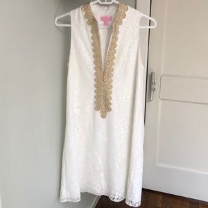 Lilly Pulitzer size 2 white and gold dress